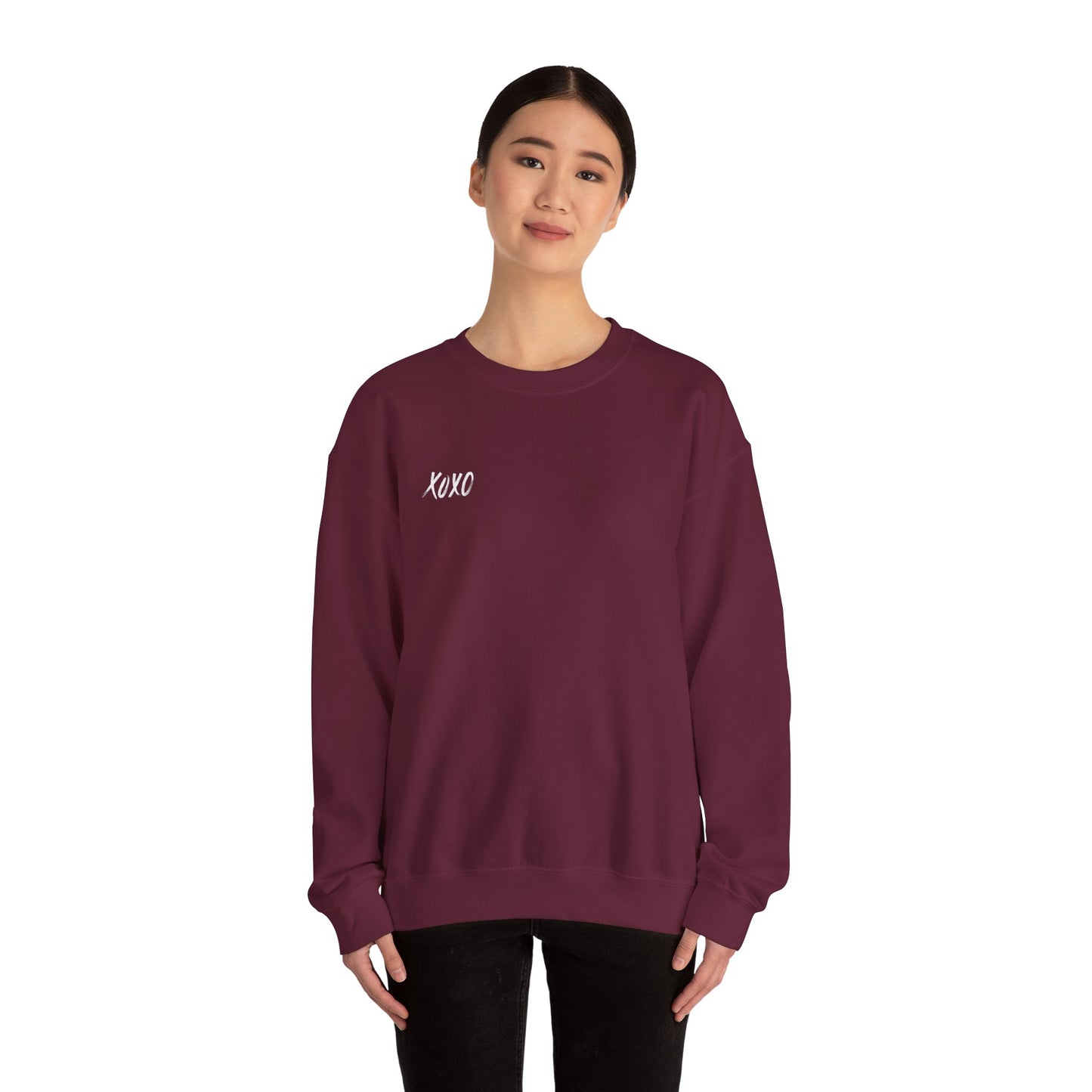 XOXO Embroidered Crewneck Sweatshirt - Minimalist Valentine's Day Sweater