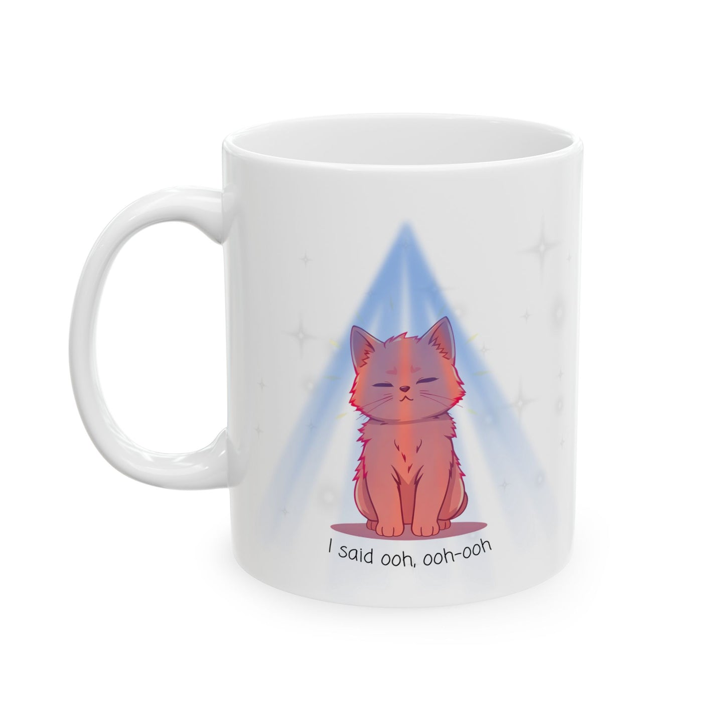 "I Said Ooh, Ooh-Ooh" Orange Cat with Lights Meme Mug - Viral TikTok Trend Coffee Mug