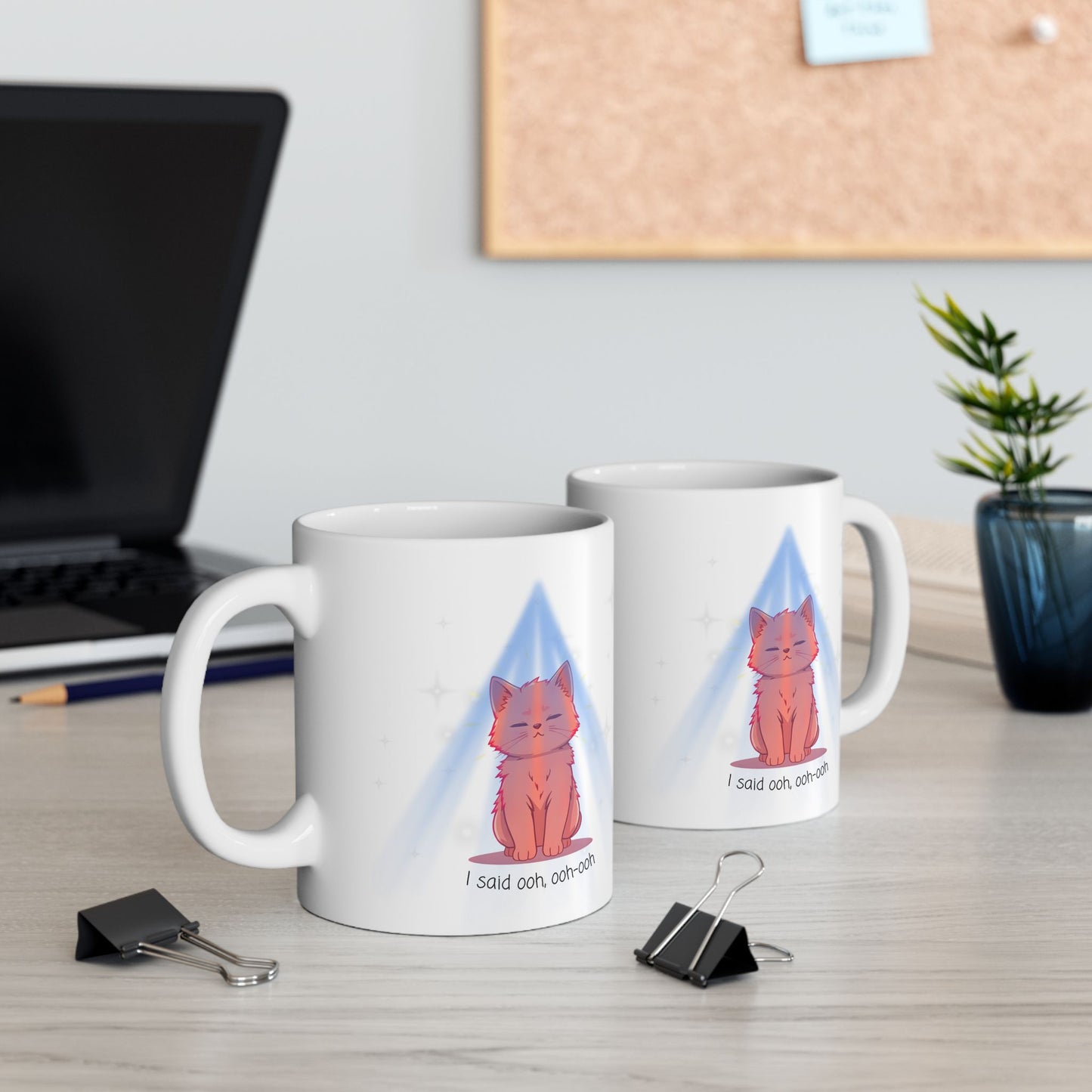 "I Said Ooh, Ooh-Ooh" Orange Cat with Lights Meme Mug - Viral TikTok Trend Coffee Mug