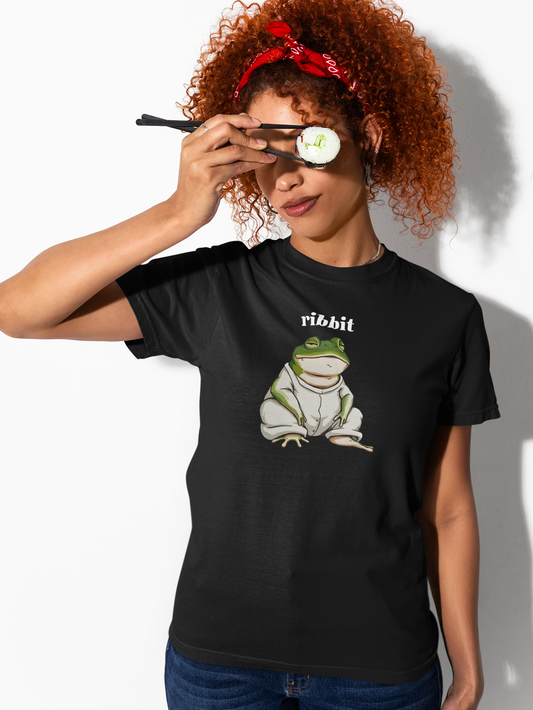 "Ribbit" Frog T-Shirt - Cute Minimalist Anime Style Graphic Tee