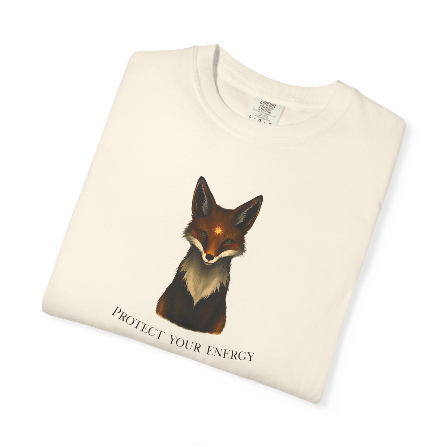 "Protect Your Energy" Fox T-Shirt - Spiritual Graphic Tee with Minimalist Animal Design