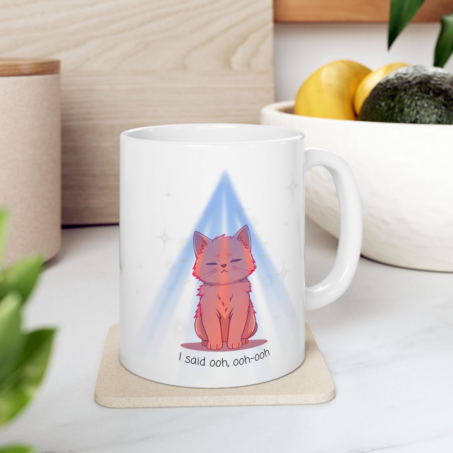 "I Said Ooh, Ooh-Ooh" Orange Cat with Lights Meme Mug - Viral TikTok Trend Coffee Mug
