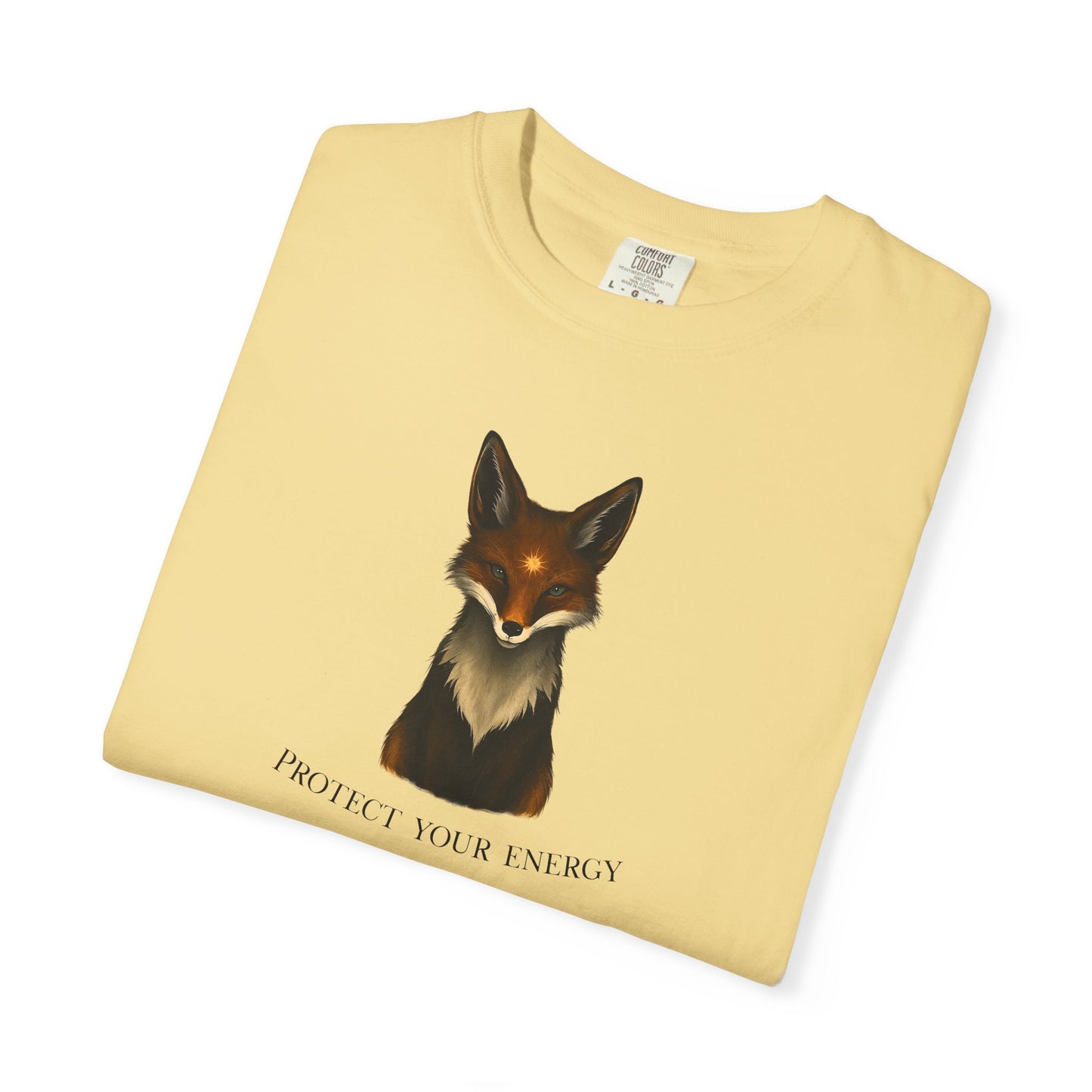 "Protect Your Energy" Fox T-Shirt - Spiritual Graphic Tee with Minimalist Animal Design