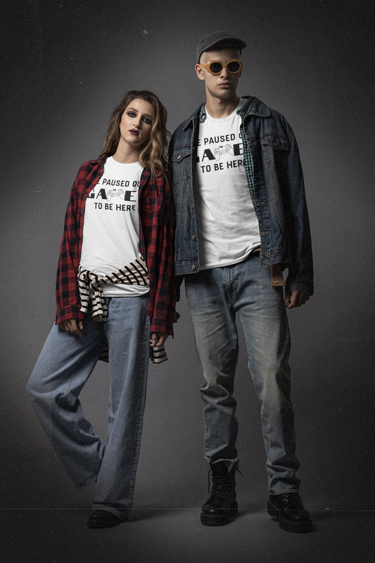 "We Paused Our Games To Be Here" Couples Gamer T-Shirt - Matching Gaming Shirts for Couples